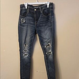 American Eagle Outfitters Dark Blue Distressed Jeans
